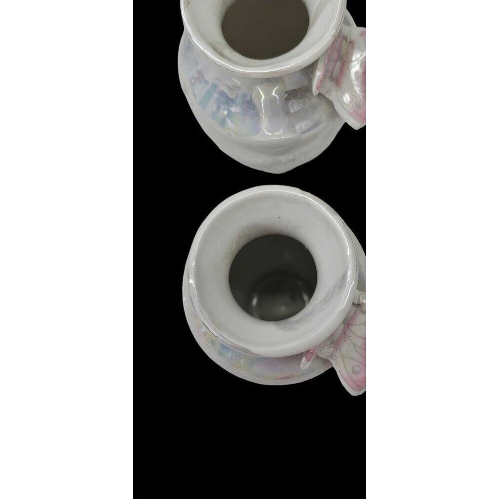Opalescent Glaze Porcelain Vases 1970s Butterfly Carnival Glaze Ceramic Petite - Picture 2 of 11